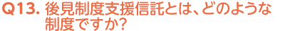 Q13. 後見制度支援信託とは、どのような制度ですか？